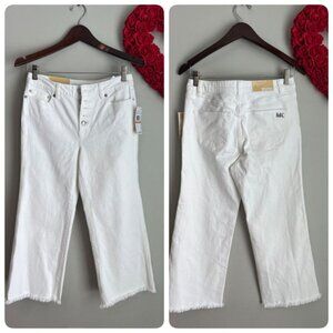 Michael Michael Kors Womens Selma Cropped High Rise Flare Denim Sz 2P in White